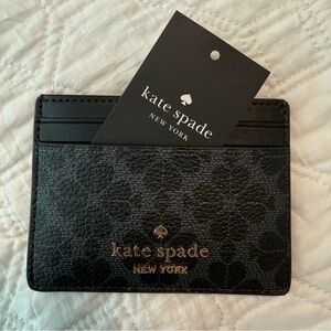 Kate Spade Spade Flower Small Slim Card Holder Black and Gold NEW